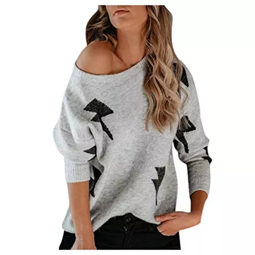 tsaChick Pullover & Strickmode tsaChick Pulli Decke Pullover mit Rundhalsausschnitt Strickpullover Blitzmuster O Hals Pullover Mode Blusenoberteile &S1971