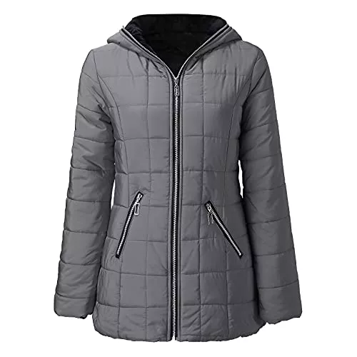 Generic Jacken Generic Frauen Mäntel Plükragen warm Trench Winter-Einteilige Mütze Dicke lange schmale Jacke gelegentliche Jacke Schwarze Sommerjacke Damen