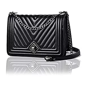 Travistar Taschen & Rucksäcke Travistar Kleine Umhängetasche Damen Handtasche - Schwarz Kette Schulterriemen Abendtasche - Vegan Leder Feste Schultertasche Mode City Kupplung Tasche Klappe Reißverschluss Crossbody Bag