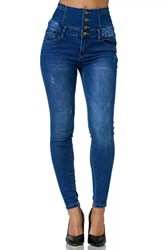 Elara Jeans Elara Damen Stretch Jeans Skinny High Waist Chunkyrayan