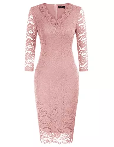 CURLBIUTY Cocktail CURLBIUTY Damen Cocktailkleid Festliche Rockabilly Spitzenkleider Für Hochzeit Elegant Bodycon