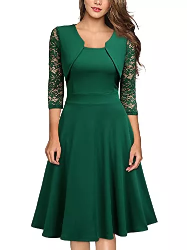 MIUSOL Cocktail MIUSOL Damen Spitzen Cocktailkleid Vintag Knielang Party