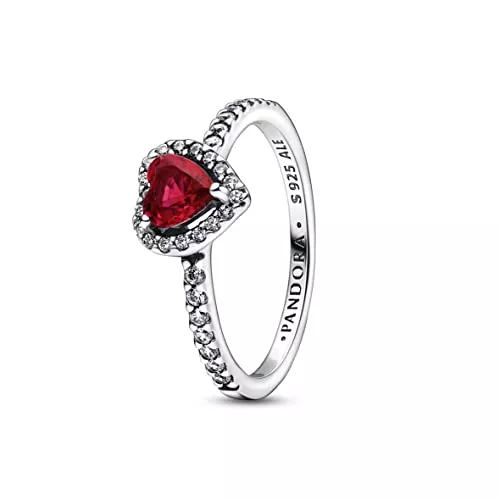 Pandora Schmuck Pandora Damenring Erhabenes Herz Rot 198421C02