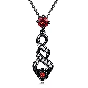 URONE Schmuck URONE Schwarze Rose Halskette Sterling Silber Rose Infinite Anhänger Halskette Rose Schmuck Weihnachtsgeschenke für Frauen