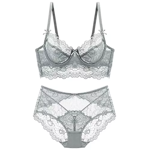 YUANCHENG Unterwäsche & Dessous YUANCHENG Dünnes BH-Set aus Spitze, verstellbare Unterwäsche ohne Schwamm, ultradünnes Damen-Dessous-Set