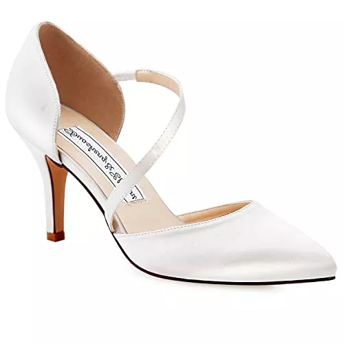 Duosheng &amp; Elegant High Heels Duosheng &amp; Elegant High Heel Pumps Thong Riemchen Hoch Spitze Zehen Satin Partei Abendschuhe Hochzeitsschuhe Brautschuhe