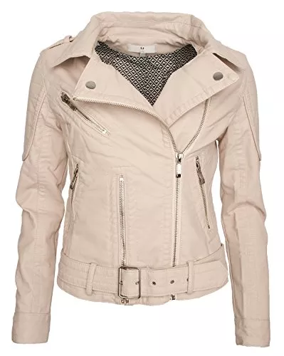 Chic et Jeune Jacken Chic et Jeune Damen Leder Jacke Kunstlederjacke Übergangs Jacke CV-8278