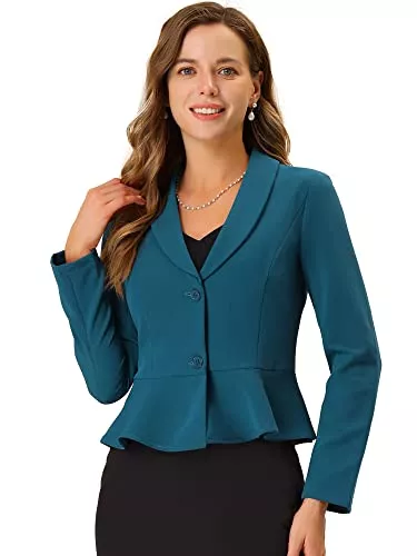 Allegra K Blazer Allegra K Damen Langarm Blazer Vintage Revers Rüschen Arbeit Büro Kurz Jacke