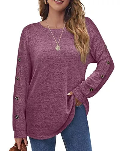 Aokosor Pullover & Strickmode Aokosor Damen Sweatshirt Pullover Kapuzenpullover Hoodie mit Knöpfen Langarm Tops Oversize Herbst Einfarbig Casual
