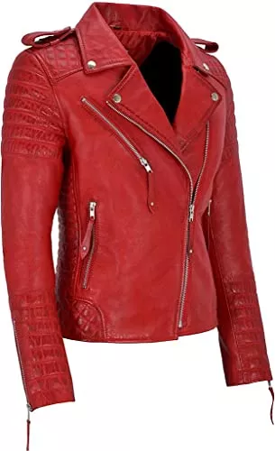 AQ07 Fashion Jacken AQ07 Fashion Damen Lederjacke Classic Biker Style