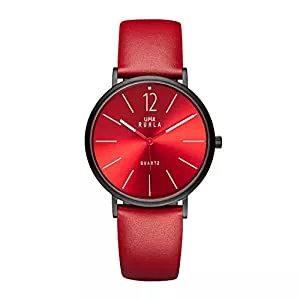 UMR RUHLA Uhren UMR RUHLA Damen-Armbanduhr RS202521RT, analog, Quarz, Lederarmband (Rot), Edelstahl