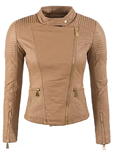 Rock Creek Selection Jacken Rock Creek Selection Damen Kunstleder Jacke Kurze Steppjacke Bikerkjackenstyle Jacket Übergang Frühling S-XL