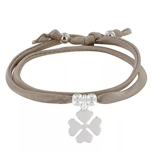 LES POULETTES BIJOUX Schmuck LES POULETTES BIJOUX - Doppelturm Satin Link Armband und Silber Klee