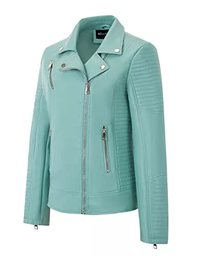 BELLIVERA Jacken BELLIVERA Damen PU Lederjacke (3 Farben), Bikerjacke mit Reißverschluss, Kurze Jacke für Herbst, Frühling
