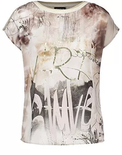 Taifun T-Shirts Taifun Damen Shirt mit Satin-Front leger