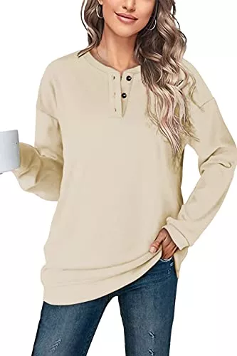 NEYOUQE Pullover & Strickmode NEYOUQE Damen Pullover Sweatshirt Langarmshirt Crewneck Einfarbig Oberteile Winter