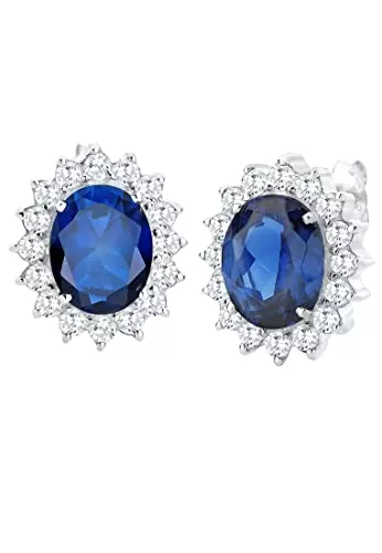 Elli Schmuck Elli Ohrringe Damen Kreis elegant royal mit synthetischem Saphir und Zirkonia Kristallen in 925 Sterling Silber
