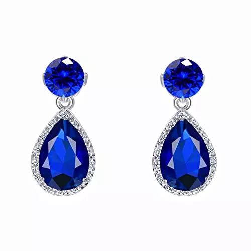 VONSSY Schmuck VONSSY Tropfen-Ohrringe | Edelsteine ​​Wassertropfen Teardrop Weißvergoldeter Kristall Hängende Zirkonia Hypoallergen Ohrringe | Stilvolles Schmuckgeschenk