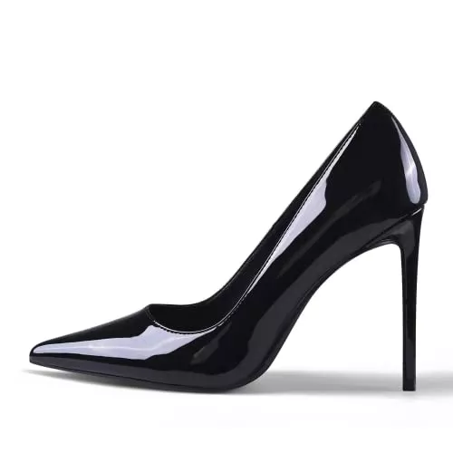 GENSHUO High Heels GENSHUO Damen Stiletto High Heels 10CM Sexy Spitze Stiletto Pumps Lackleder Geschlossene Zehe Party Abschlussball Hochzeit Absatzschuhe Stiletto Heels Größe EU 36-42