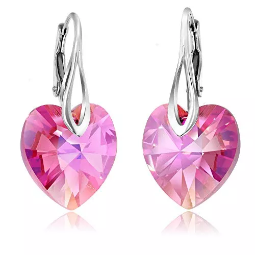 Chic Bijoux Schmuck Chic Bijoux Tropfen Ohrringe für Frauen - Hergestellt aus 925er Sterling Silber und Österreichische Kristallen - Allergiefrei, Geschenk für Mama, Lila/Schwarz/Rose