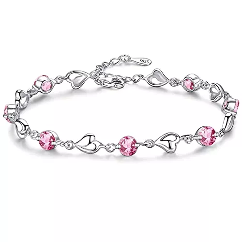 Anson&Hailey Schmuck Armband Damen Herz Armband Silber 925,Zirkonia Armband Silber Kristall Armband Verstellbar Schmuck Damen Geschenk für Weihnachten Valentinstag für Sie Damen Frauen