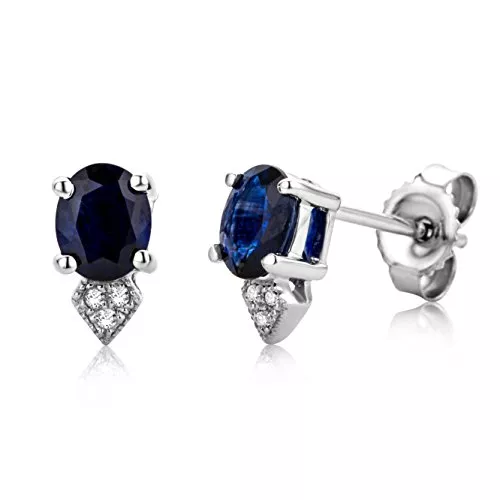 MIORE Schmuck Miore Damen-Ohrstecker Saphir Blau und Brillanten 9 Karat 375 Weißgold SA971E