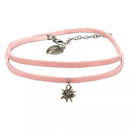 Alpenflüstern Schmuck Alpenflüstern Trachten-Wickelband-Halskette Edelweiss - Damen-Trachtenschmuck Dirndlkette in traditionellen Farben DHK234