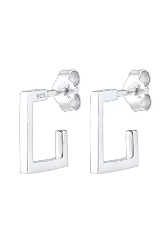 Elli Schmuck Elli Ohrringe Damen Creole Geo Viereck in 925 Sterling Silber