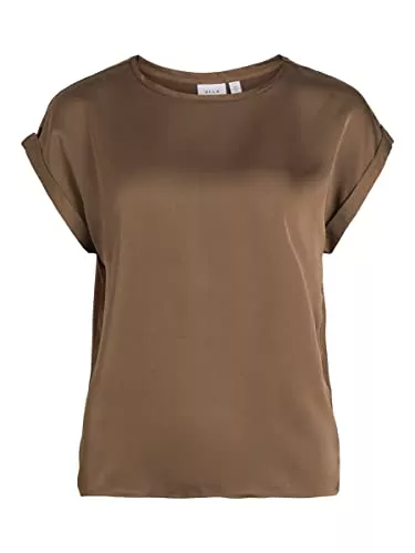 Vila Kurzarmblusen Vila Damen Viellette S/S Satin Top/Su-Noos T-Shirt