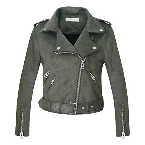 Onsoyours Jacken Onsoyours Damen Kunstlederjacke Reißverschluss Lederjacke Motorradjacke Bikerjacke Kapuzenjacke Übergangsjacke Outdoorjacke Slim Fit Moto Biker Kurzmantel