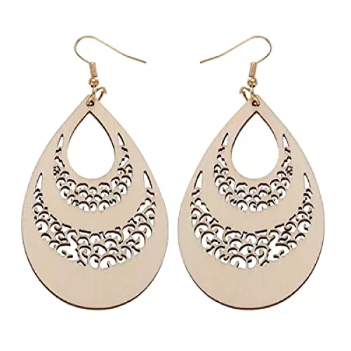 Generic Schmuck Generic Ohrringe Ohrring Holz Wassertropfen Ohrring für Hohlholz Ohrringe Mode Frau Ohrringe Mädchen Schmuck Einfache Ohrringe Schmuck