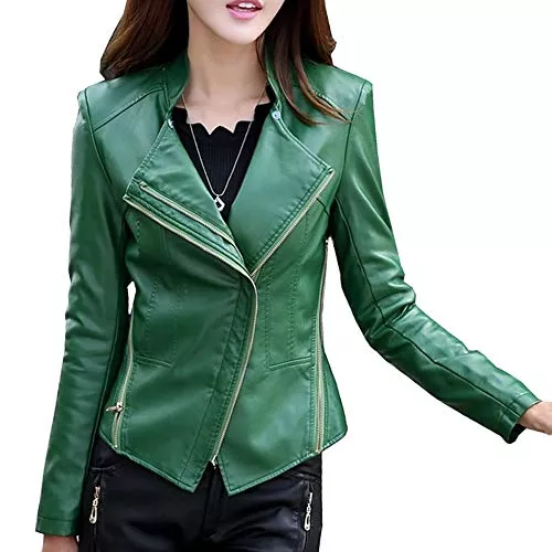 E-girl Jacken E-girl Damen Taillierte Kurze Kunstleder Bikerjacke Lederjacke,P905