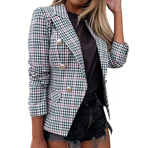 Generic Blazer Damen Blazer Jacke Casual Langarm Glitzer Party Glänzend Revers Mantel Rave Oberbekleidung Britischer Mantel Frauen