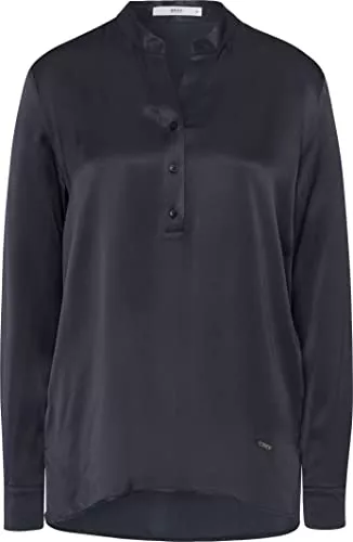 BRAX Langarmblusen BRAX Damen Style Velvet Viscose Printed Blue Planet Damenbluse aus Fließender Viskose Bluse