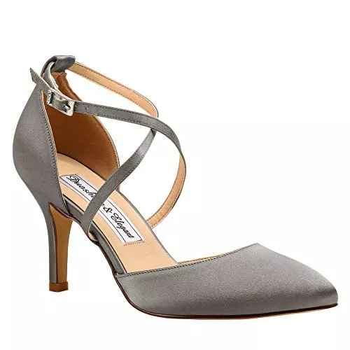 Duosheng & Elegant High Heels Duosheng & Elegant HC1901 High Heel Pumps Hoch Kreuz Riemchen Spitze Zehen Abendschuhe für Partei Satin Hochzeitsschuhe Brautschuhe