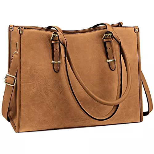 NUBILY Taschen & Rucksäcke NUBILY Handtasche Damen Shopper Damen Groß Umhängetasche Laptoptasche 15.6 Zoll PU Leder Aktentasche Frauen Gross Arbeit Schule Business Tasche Schwarz