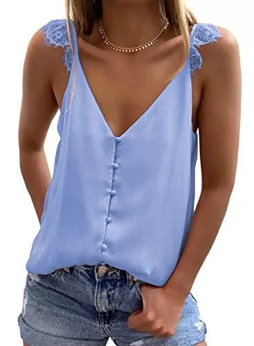 Aleumdr Ärmellose Blusen Aleumdr Damen Bluse Kurzarm Hemd V-Ausschnitt Bluse Leinen Tunika mit Konpfen Elegant Krawatte Business Casual Bluse Oberteile Hemd S-XXL