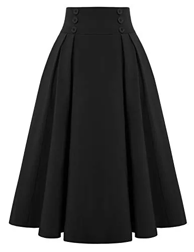 Belle Poque Röcke Belle Poque 50s Retro Vintage Plaid Rock Damen Hohe Taille Gitter Festliche Röcke BP2020
