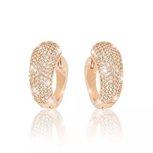 PAVELS Schmuck Damen Creolen SHINE Roségold plattiert glänzende Braut Hochzeits Ohrringe echte Zirkonia in AAAAA Qualität in einer hochwertigen Schmuckbox mit Echtheits-Zertifikat