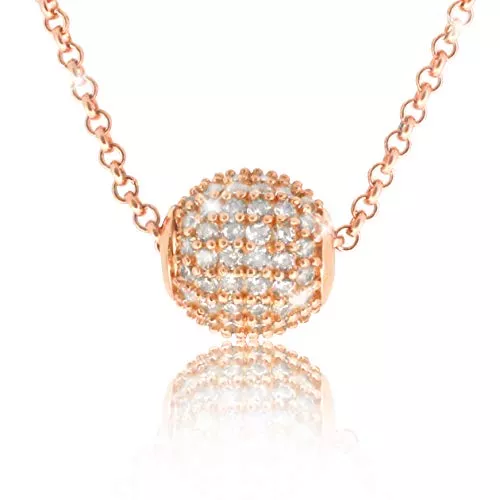 PAVELS Schmuck PAVELS Damen Halskette Grace ROSÉ Kugel Anhänger Kette Roségold plattiert mit echten Zirkonia in AAA Qualität inkl. Einer hochwertigen Schmuckbox und Echtheits-Zertifikat