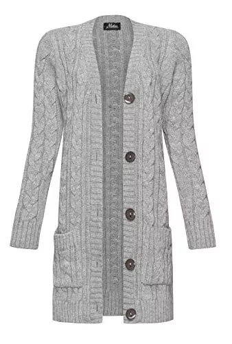 Mikos Strickjacken Mikos* Damen Cardigan Lang Elegant Strickjacke Wolle Langarm Strickmantel Mantel Frühling/Winter/Herbst (535)