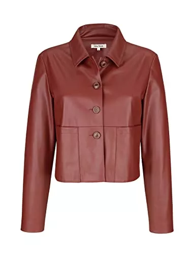 Generisch Jacken Marken Leder-Imitat Jacke Blazer Terracotta Gr. 42, Gr. 44 0123252853