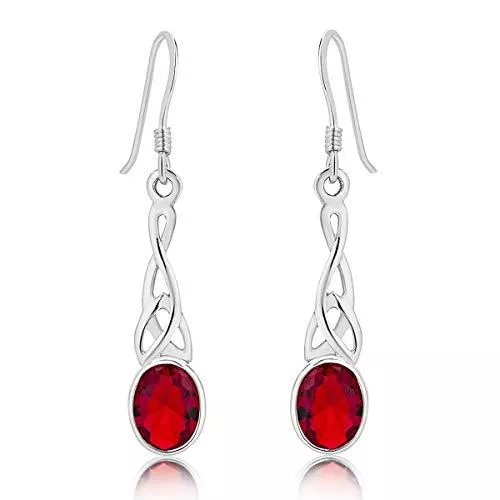 DTPsilver Schmuck DTPSilver - Damen Haken Ohrringe 925 Sterling Silber - Keltische Dreifaltigkeitsknoten - keltischen Kollektion - Verschiedene Glassteine ​​erhältlich