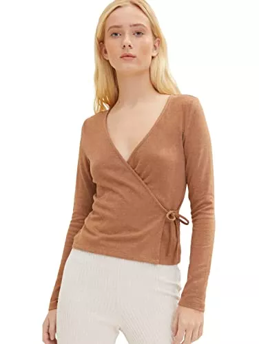 TOM TAILOR Denim Langarmshirts TOM TAILOR Denim Damen Langarmshirt in Wickel-Optik