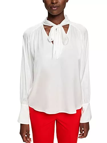ESPRIT Collection Langarmblusen ESPRIT Collection Bindebluse in Satinoptik, LENZING™ ECOVERO™