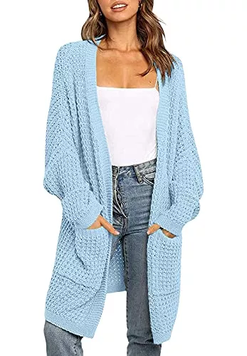 ZIYYOOHY Strickjacken ZIYYOOHY Strickmantel Lang Damen strickcardigan Pullover Fledermausärmel Strickjacke Outwear mit Tasche
