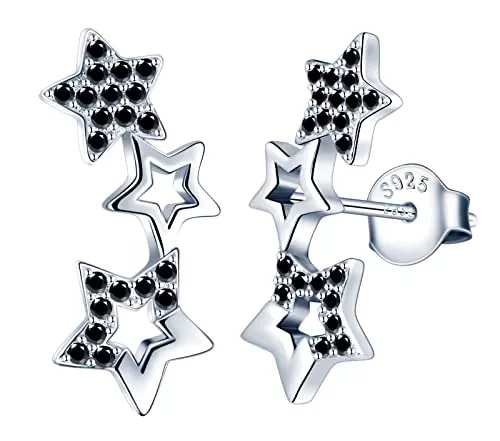 MICGIGI Schmuck MICGIGI Damen 925 Sterling Silber Ohrstecker Drei Sterne Zirkonia Ohrringe Ohrstecker