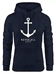 Neverless Kapuzenpullover Neverless® Hoodie Damen Anker Nautical Sailor Segeln Kapuzen-Pullover für Frauen