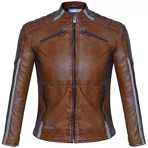 Bluepiel Jacken Bluepiel Lederjacke Damen Luna Bikerjacke Damen Modernen Echtleder Jacke aus feinstem Lammnappa Leder mit Stehkragen und Steppung