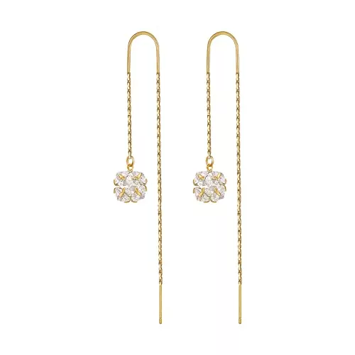 TEYCLZORE Schmuck Kristall Zirkonia baumeln Ohrringe 14k Gold Tropfen Ohrringe Hypoallergene lange Ohrringe für Frauen Mädchen Braut Brautjungfer Geschenke